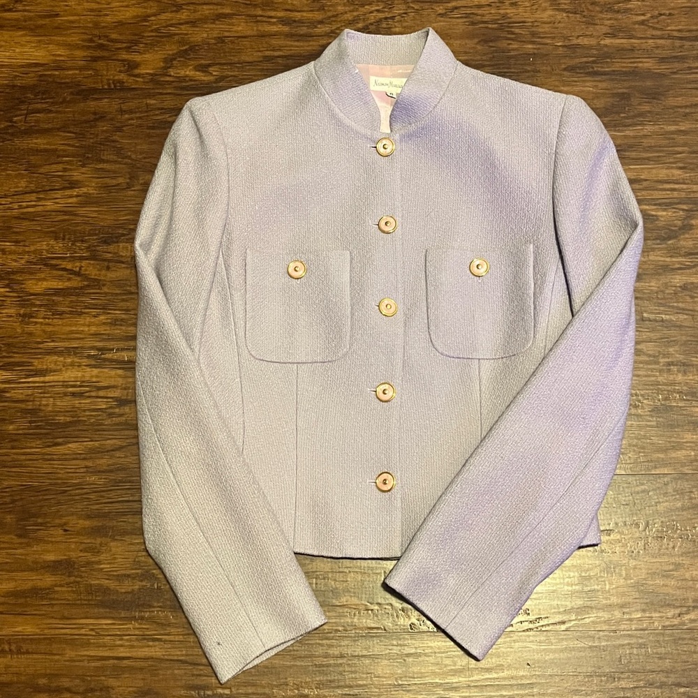 Neiman Marcus Wool-Blend Lavender/Lilac Blazer with Gold-toned buttons Size 6